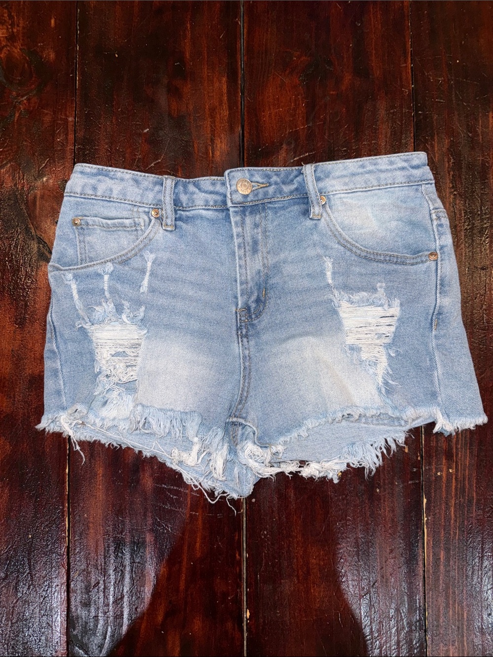 Madden Girl Light Blue Distressed Denim Cutoff Shorts